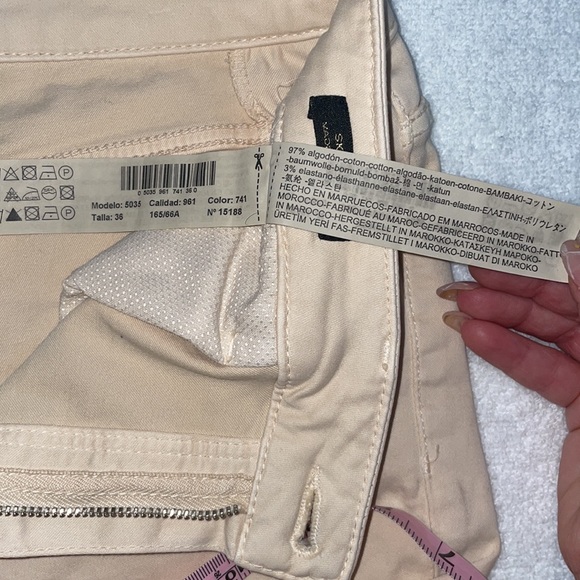 Massimo Dutti Cream Beige Tan Capri Cropped Pants Skinny Fit sz 4 Like New Cute - Picture 14 of 17